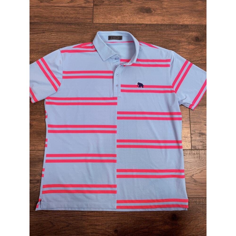 G/Fore Polo Shirt Mens Sz L Performance Golf G4 G Fore Pink Purple Stripes